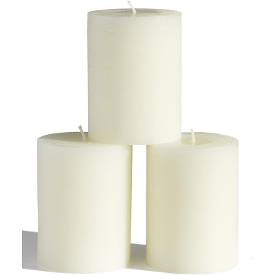 3x4 inch Pillar Candles Set of 3 ¨C Unscented Dripless Rustic Candles for Decor, Centerpieces, Weddings