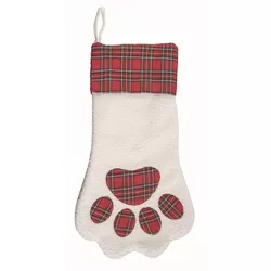 Transpac Polyester Multicolor Christmas Paw Shaped Stocking
