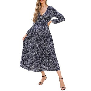 LXT-Women's Tiered Ruffle Hem Maxi Dress with Belt for Baby Shower - 1 of 4
