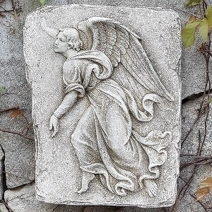 Roman 15" Gray Left Facing Angel Outdoor Garden Wall Plaque - 1 of 1