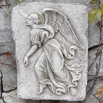 Roman 15" Gray Left Facing Angel Outdoor Garden Wall Plaque