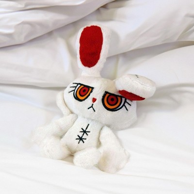 White and Red Plush Horror Rabbit Toy, 6 Inches