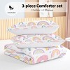 Boersma Rainbow Pattern Comforter Set Pink and Yellow Rainbow Star Comforter 3 Piece with 2 Pillow Shams(1 Comforter and 2 Pillow Shams) Full Size - 4 of 4