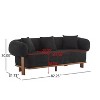 Christopher Knight Home Jose 82 " Set of 2 Rubberwood Boucle Upholstered 3 Seater Curved Sofa with Pillows Black - 3 of 4