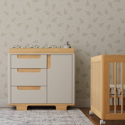White and Natural Pinewood 3-Drawer Changer Dresser