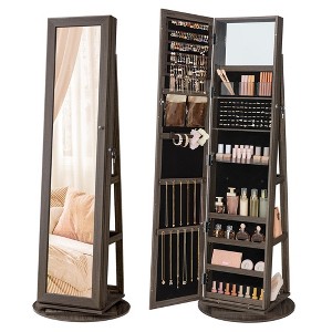 Mirror Jewelry Cabinet Organizer 360° Rotating Jewelry Armoire Storage Box - 1 of 4