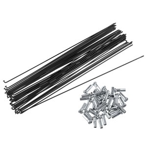 Unique Bargains Bicycle Steel Spokes 14G Bike Spoke with Nipples Black 40 Pcs - 1 of 4