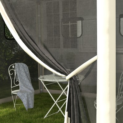 Beige 10' x 10' Pop Up Canopy Tent with Mesh Curtains