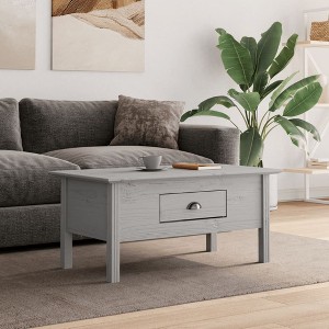 vidaXL Coffee Table BODO Gray 39.4 in.x21.7 in.x17.7 in. Solid Wood Pine - 1 of 4