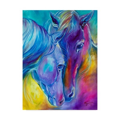 Colorful Portrait of Horses on Canvas in Multicolor Frame