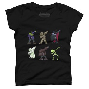 Girl's Design By Humans Dabbing Halloween Creatures Skeleton Zombie Dab By vomaria T-Shirt - 1 of 3