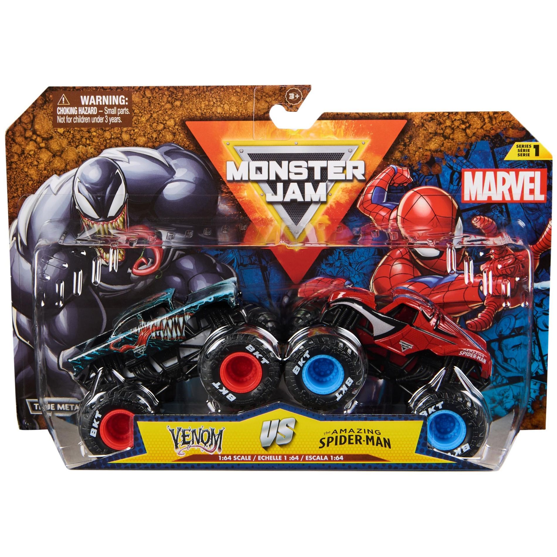 Monster Jam Marvel Official Venom Vs Amazing Spider-Man Die-Cast Monster Trucks