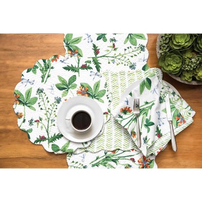 Scalloped Cotton Floral Rectangle Table Runner