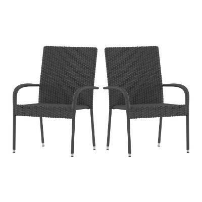 Flash Furniture Maxim Set Of 2 Stackable Indoor/outdoor Wicker Dining