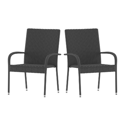 Flash Furniture Maxim Set Of 2 Stackable Indoor/outdoor Wicker Dining