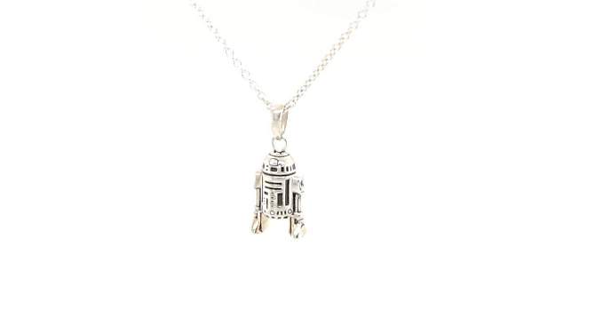Women's  'Star Wars' R2-D2 925 Sterling Silver Pendant with Chain (18"), 2 of 4, play video