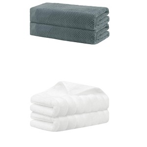REGALWOVEN Bathroom Gym SPA Cotton Soft Absorbent Bath Hands Towel Set 2 Pcs - 1 of 4