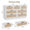 Rattan 7 Drawer Dresser, 55in Wide 7 Chest of Drawers with Metal Handles and Wooden Sturdy Base for Bedroom Living Room Nursery - 2 of 4