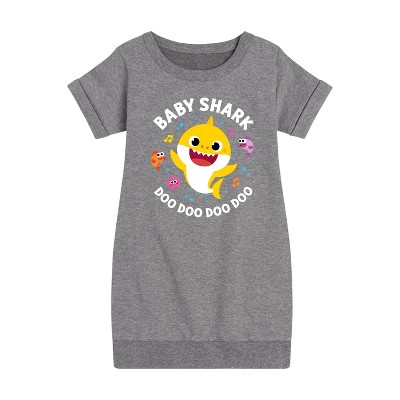 - Baby Shark - Baby Shark Doo Doo Doo Doo Graphic Short Sleeve Fleece Dress