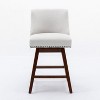 Counter Height Swivel Barstools, 26'' H Seat Height Upholstered Bar Stools Set of 2, Fabric in beige - 2 of 4