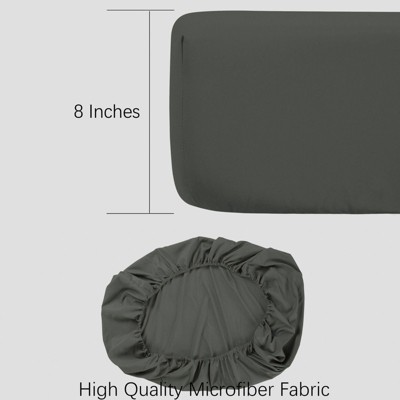 Black Brushed Microfiber Fitted Crib Sheet for Toddler Mattress