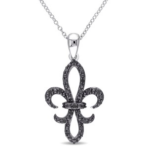 EVERLY JEWELRY | Sterling Silver Black Rhodium Plated 1/4 CT Black Diamond TW Fashion Pendant With Chain - 1 of 4