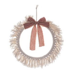 Transpac Polyester 15.7 in. Sand Christmas Macrame Modern Wreath - 1 of 4