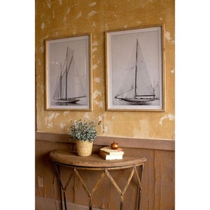 Wall Art, Framed Sailboat Prints Under Glass 31.5"H – Nautical Gray Wall Decor, Set of Two by Kalalou - 1 of 3
