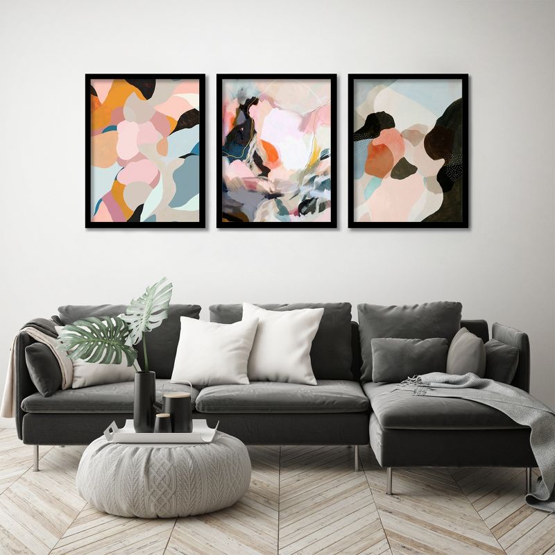 Americanflat Abstract (Set Of 3) Triptych Wall Art Peachy Paintings By Louise Robinson - Set Of 3 Framed Prints, 5 of 7