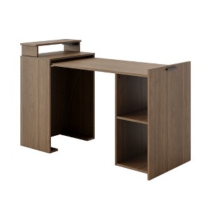 Hausource Foldable Extendable Computer Desk Writing Workstation Study Table with Hutch Charging Station - 1 of 4