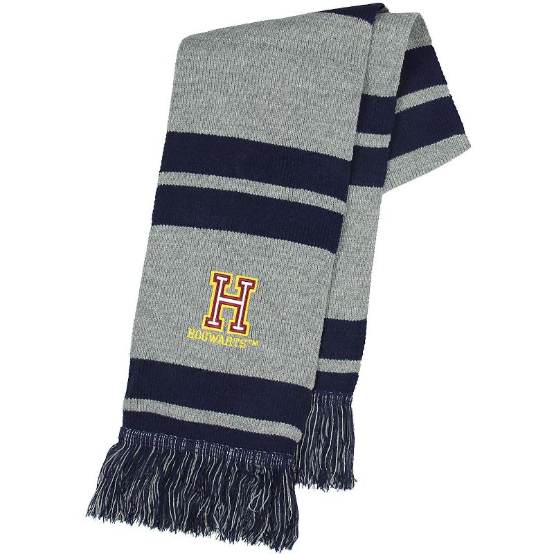 Harry Potter Hogwarts H Collegiate Logo Knit Fringe Scarf Multicoloured, 1 of 6