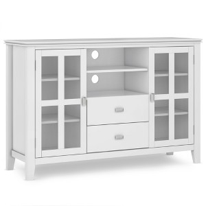 53" Solid Wood Tall Painted TV Media Stand with Two Central Drawers, Tempered Glass Doors and Cord Management for Living Room and Bedroom - 1 of 4