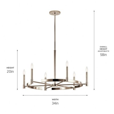 Tolani 6-Light Polished Nickel Chandelier with Black Chain
