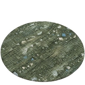 HomeRoots 8' Fern Green And Beige Round Abstract Washable Indoor Outdoor Area Rug - 1 of 3