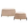 Homy Casa Round Storage Ottoman and Footstool Set with Metal Legs,  Light Camel - 2 of 4