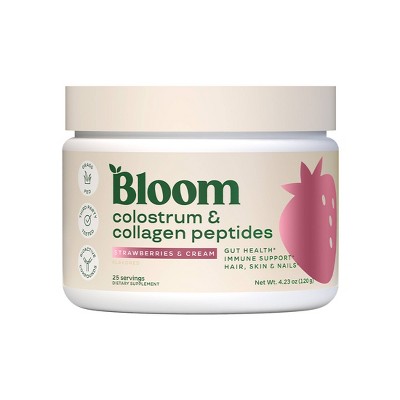 BLOOM NUTRITION Colostrum & Collagen Peptides Powder - Strawberries & Cream - 25ct