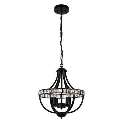 YANSUN 4-Light Black Crystal Candlestick Chandelier, Hardwired for Living Room
