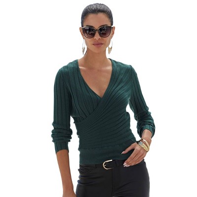 Women's Ribbed Surplice Sweater - LASCANA