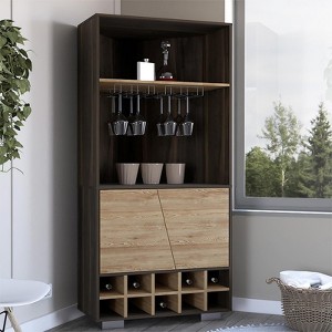 GlasFlength Decorative Storage Cabinets, Wine Storage Cabinet with Shelves and Drawers, Farmhouse Style Cabinet for Food, Brown, 27.1"*25.9"*70.8" - 1 of 4