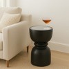 Mango Wood & Marble Accent Table Modern Side Table for Living Room, Bedroom & Office 18" Black - 2 of 4