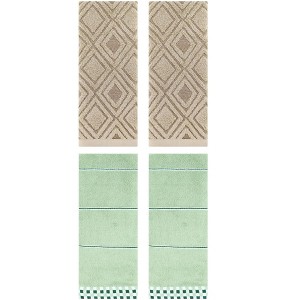 REGALWOVEN 4 Pcs Geometric Absorbent Soft Decorative Bathroom Hand Towels - 1 of 4