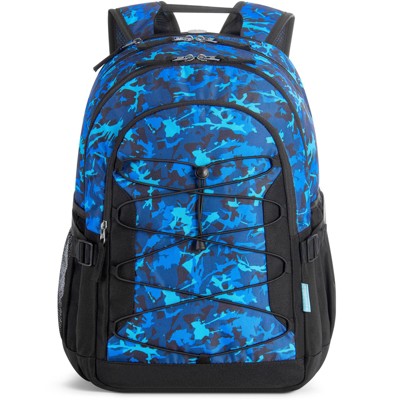 Backpack for Boys, Camo School Backpack for Teen Boys Kids Large Bookbag 18 Inch, Blue