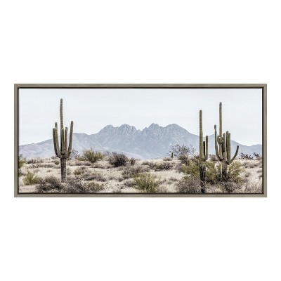 Tall Saguaro Cacti Desert Mountain Landscape Canvas Print