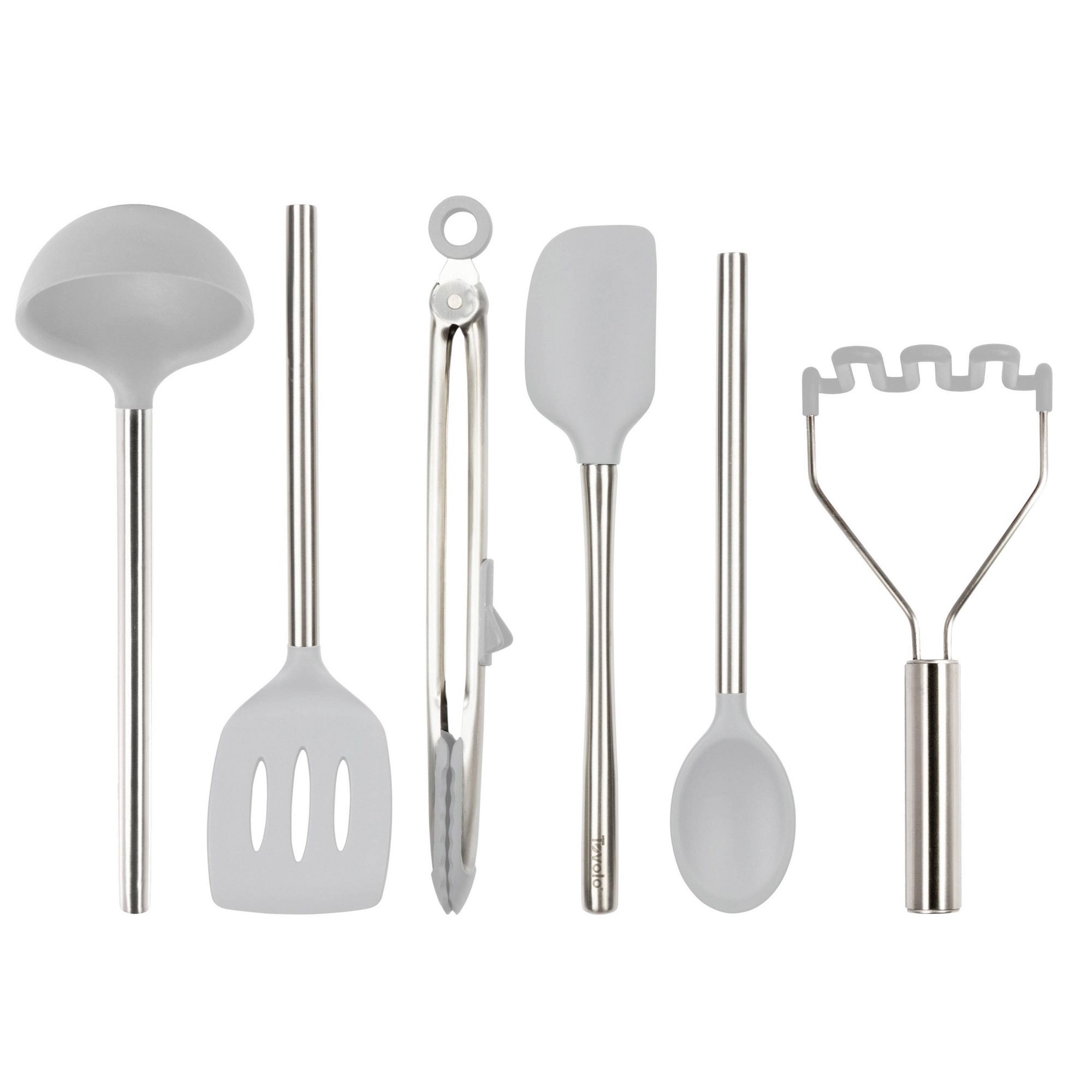 Tovolo 6pc Silicone Utensil Set Oyster Gray: Kitchen Cooking Utensils, Hand Wash, Adult Use