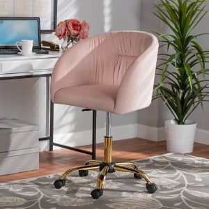 Baxton Studio Ravenna Contemporary Glam and Luxe Velvet Fabric and Metal Swivel Office Chair - 1 of 4
