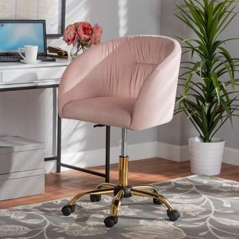 Baxton Studio Ravenna Contemporary Glam and Luxe Velvet Fabric and Metal Swivel Office Chair