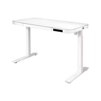 IPKIG Tempered Glass Computer Desk wGlass Top Metal Frame, Office Desk  Computer Table Modern Office Study Work Writing Desk Table for Home Office