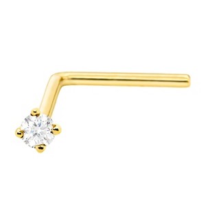 Jewelry Avalanche 22G 14K Gold L-shape Nose Stud with Moissanite - 1 of 2