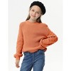 Girls Crewneck Knit Pullover Sweaters Long Lantern Sleeve Oversized Knit Cute Jumper Tops - 3 of 4