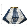 Storied Home Flush Mount Ceiling Light with Woven Paper Rope Shade, Navy and White - 2 of 4